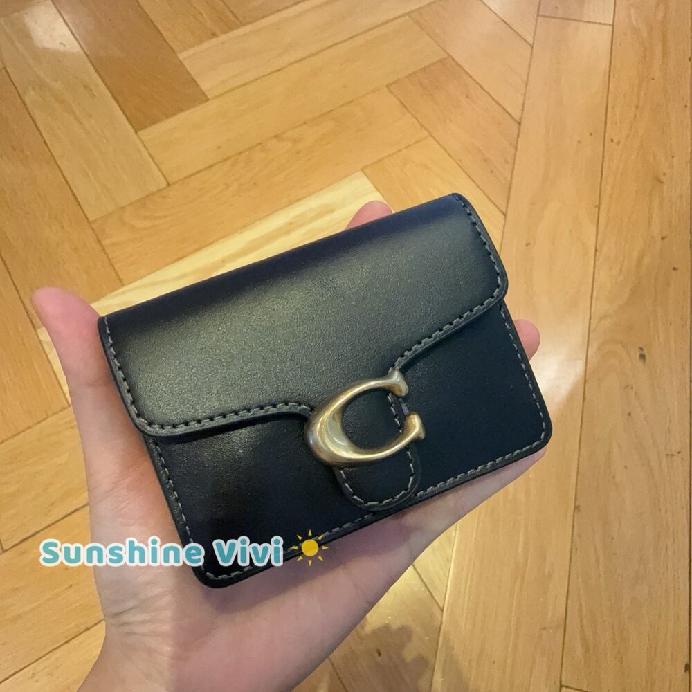 NWT Coach TABBY CARD CASE Cft14 black Leather